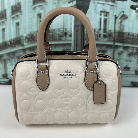 Coach CY744 Mini Rowan Crossbody Bag In Blocked Signature Leather IN CHALK - Picture 1 of 9